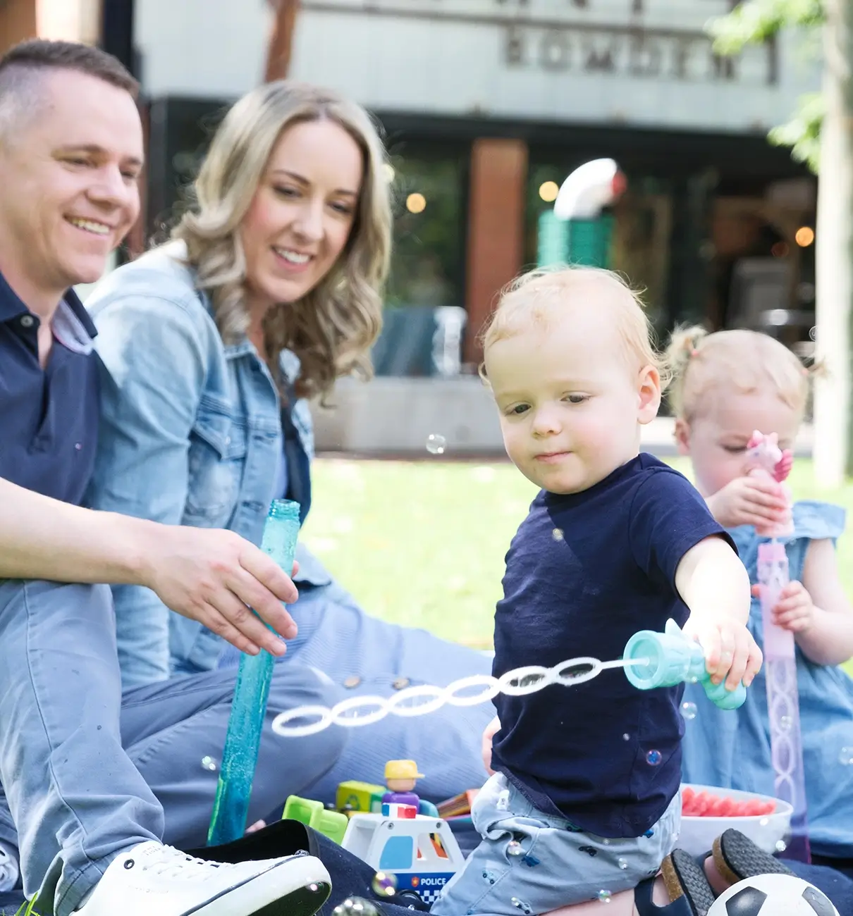 MyBudget clients Erin and Adam spending precious family time after getting their finances back on track with budgeting support and saving for big goals like a house deposit in Australia.